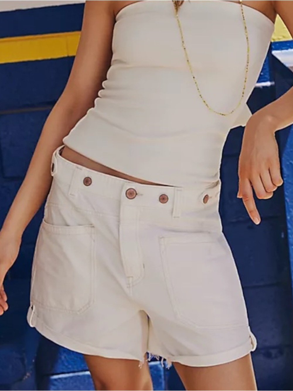 Free People We The Free Palmer Shorts Mid Rise White Sz 30 NWOT